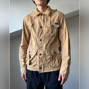HOT VTG Men's M POLO RALPH LAUREN PARKA HUNTING CORDUROY Collar KHAKI Jacket